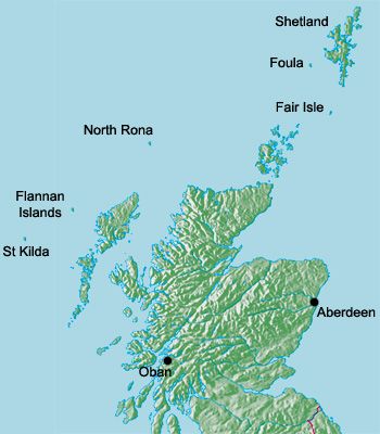 Isla de Flannan, al noroeste de Escocia